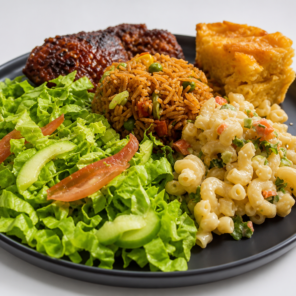 Authentic Trinbago Caribbean food spread